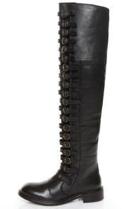 Luichiny True Fit Black Leather Belts Galore OTK Boots