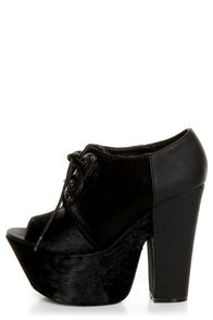 Michael Antonio Studio Medford Black Pony Fur Lace-Up Platforms