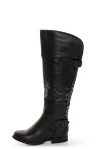 Not Rated Battlefront Black Snap Button-Studded OTK Riding Boots