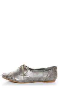 Not Rated Hot Stepper Pewter Studded Cap-Toe Oxfords