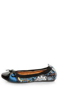 Rebels Pandora Black Scarf Print Cap-Toe Ballet Flats