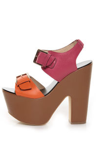 Report Signature Bruner Coral Color Block Platform Sandals
