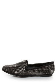 Steve Madden Conncord Black Bejeweled Smoking Slipper Flats