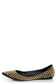 Steve Madden Extraa Black Gold Studded Pointed Flats