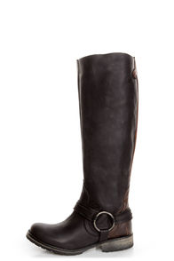 Steve Madden Judgemnt Black Leather Fleur-De-Lis Riding Boots
