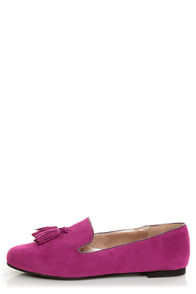 Yoki Frida Raspberry Fuchsia Tassel Smoking Slipper Flats
