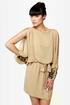 Dazzling Dame Beaded Beige Dress