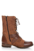 Naughty Monkey Stomper Tan Lace-Up Cap-Toe Combat Boots