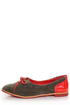 Dollhouse Spiffy Taupe and Red Two-Tone Brogue Oxfords