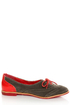 Dollhouse Spiffy Taupe and Red Two-Tone Brogue Oxfords