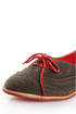 Dollhouse Spiffy Taupe and Red Two-Tone Brogue Oxfords