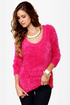 What a Softie Fuzzy Hot Pink Sweater