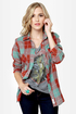 Hurley Wilson Turquoise and Red Flannel Plaid Top