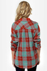 Hurley Wilson Turquoise and Red Flannel Plaid Top