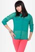 Hurley Cat\\\'s Eye Teal Button-Up Top