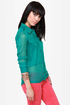 Hurley Cat\\\'s Eye Teal Button-Up Top
