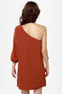 C\'mon Get Happy One Shoulder Burnt Orange Dress