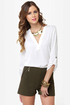 Hip to the Zip Olive Green Shorts