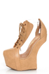 Privileged Jovana Tan Cutout Lace-Up Heelless Platforms