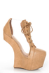 Privileged Jovana Tan Cutout Lace-Up Heelless Platforms