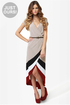 Perfect Pitch Taupe High-Low Wrap Dress