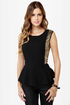 On the Bright Side Black Sequin Peplum Top