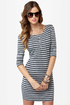 Shipshape Grey and Black Striped Dress