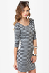 Shipshape Grey and Black Striped Dress