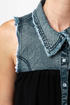 Sweet Caroline Denim and Black Button-Up Top