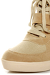 Soda Bright Light Tan and Taupe Velcro Wedge Sneakers