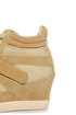 Soda Bright Light Tan and Taupe Velcro Wedge Sneakers