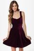 Heart-ware Store Cutout Burgundy Velvet Dress