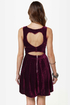 Heart-ware Store Cutout Burgundy Velvet Dress