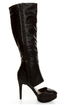 Michael Antonio Bowler Black Cutout Knee High Platform Boots