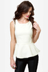 On the Bright Side Ivory Sequin Peplum Top