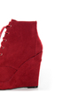Promise Magnum Wine Red Lace-Up Wedge Booties
