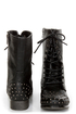 Madden Girl Gewelz Black Studded Lace-Up Combat Boots
