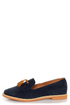 Lisa 02 Navy & Cognac Tassel Smoking Slipper Flats