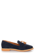 Lisa 02 Navy & Cognac Tassel Smoking Slipper Flats
