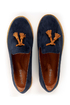 Lisa 02 Navy & Cognac Tassel Smoking Slipper Flats
