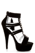 Mona Mia Katia Black Studded Tassel Platform Heels