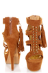 Mona Mia Katia Tan Studded Tassel Platform Heels