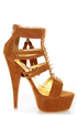 Mona Mia Katia Tan Studded Tassel Platform Heels