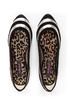 Dollhouse Amuse Black and Silver Striped Pointed Flats