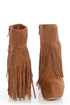 Dollhouse Sheena Chestnut Fringe Wedge Booties