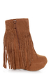 Dollhouse Sheena Chestnut Fringe Wedge Booties