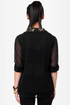 Bead Colony Beaded Black Button-Up Top