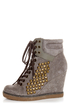 Report Nadja Grey Studded Lace-Up Wedge Sneakers