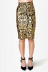 Foil Me Twice Gold Print Pencil Skirt