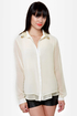 Bead Colony Beaded Cream Button-Up Top